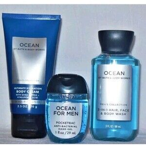 Bath & Body Works OCEAN Men's Travel Mini Size Gift Set ~ 3 NEW!